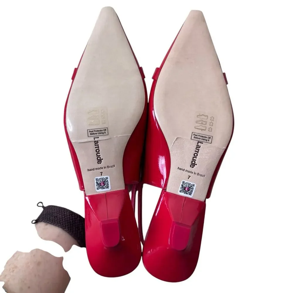 LARROUDE Franca Pumps in Patent Leather Scarlet Red Size 7 - Picture 5 of 8